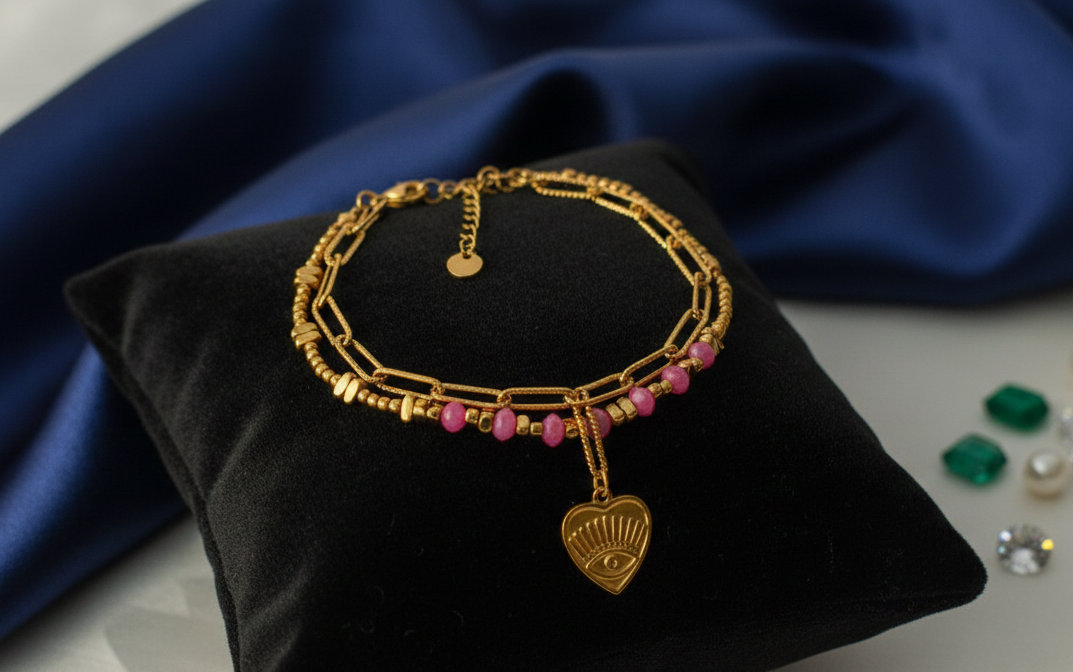 Anti-Tarnish Baby pink Loose Chain Bracelet – 18k Gold PVD Plated