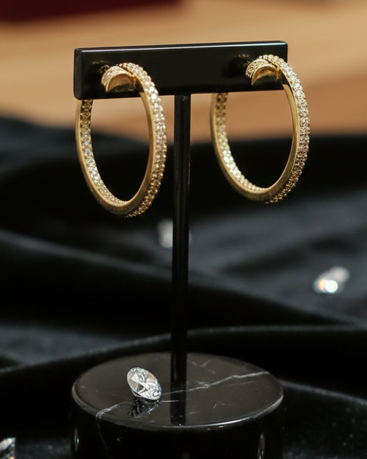 Dimond Nail Hoops Earrings
