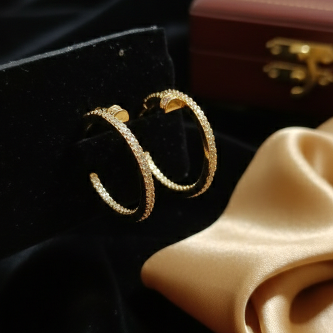 Dimond Nail Hoops Earrings