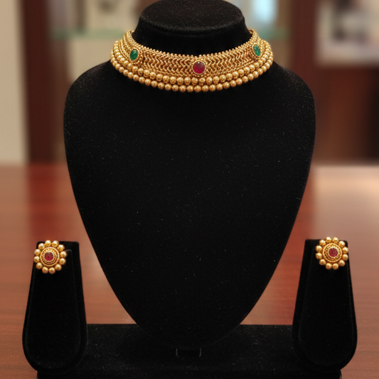Antique Gold Guttapusalu Choker Set