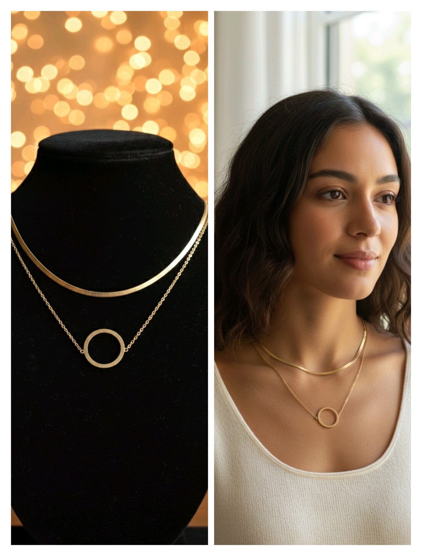 Layered gold necklace set