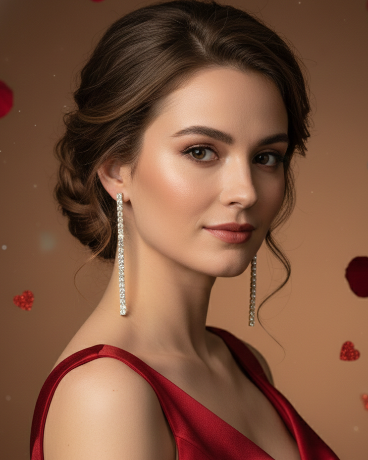 Sparkling Tennis Linear Drop Earrings