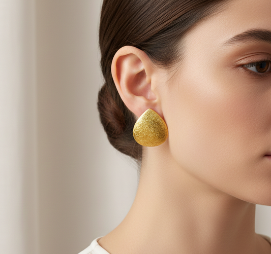 Golden Brass Almond Stud