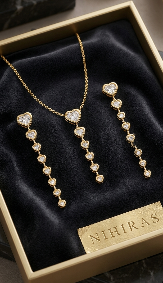 Heart Hanging Diamond Necklace Sets