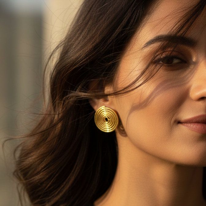 Spiral-Design Stud Earrings