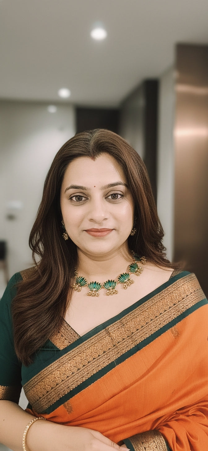 GREEN LOTUS ANTIQUE NECKLACE SET