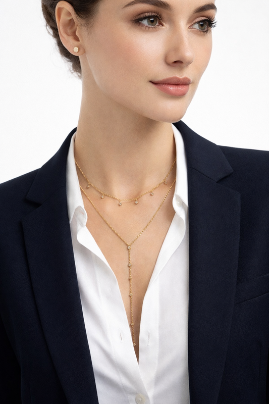 18k Gold Plated Anti-tarnish Solitaire Drop Necklace