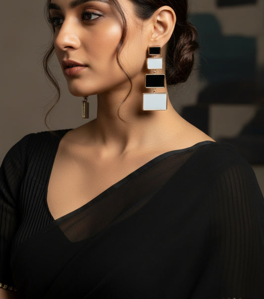 Black & White Dangler Earring