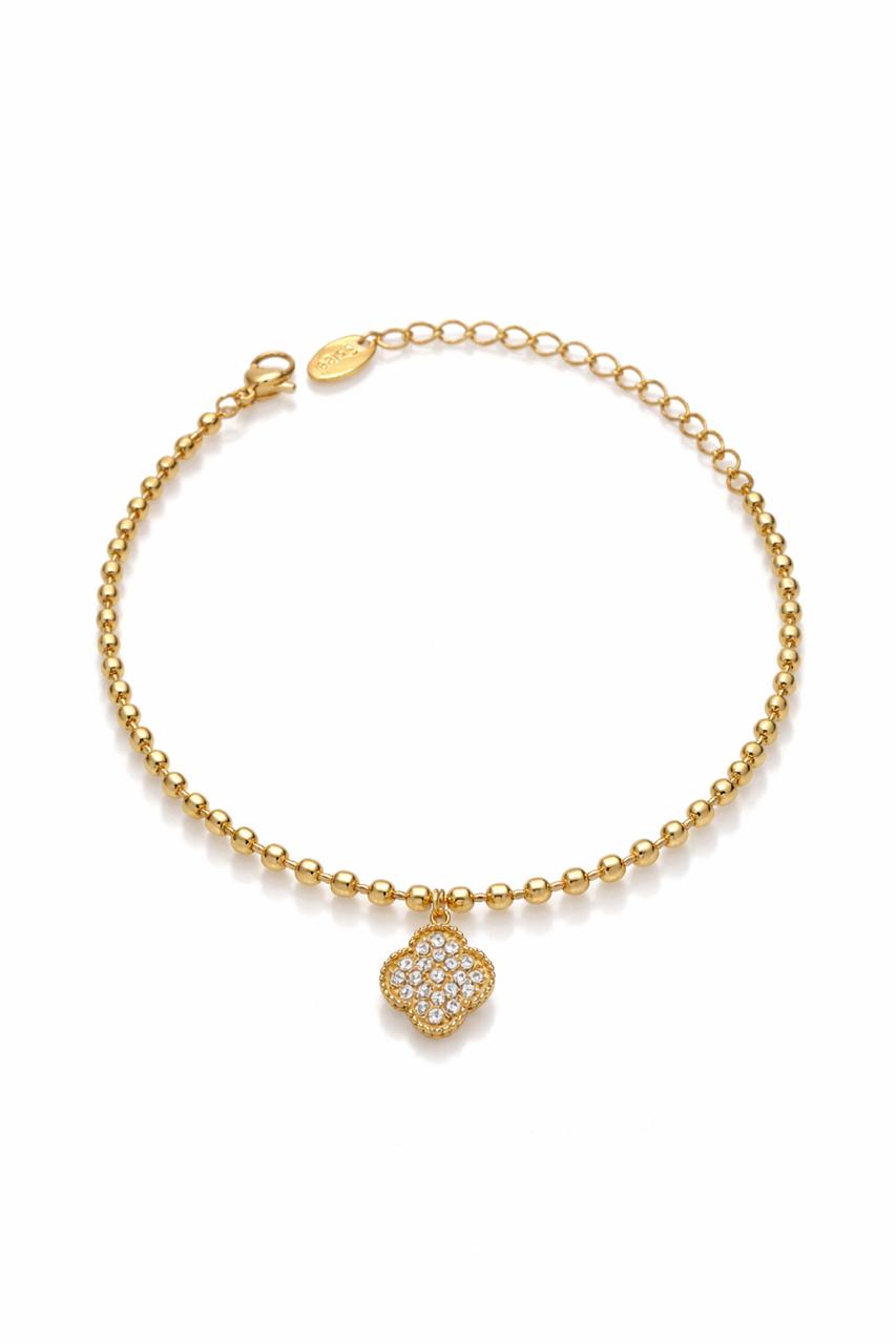 18k Gold plated Dimond clover Bracelet