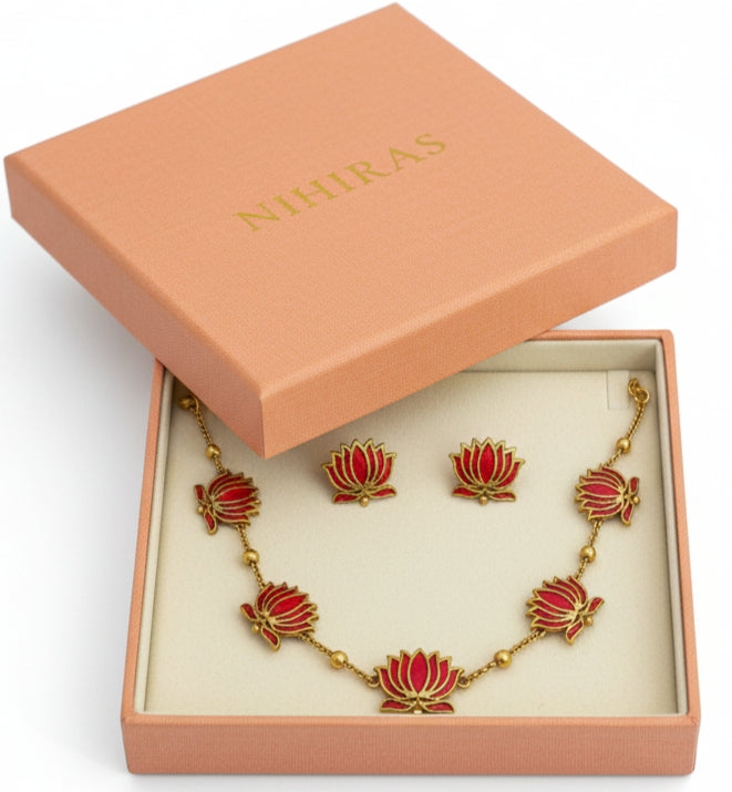 PINK LOTUS NECKLACE SET
