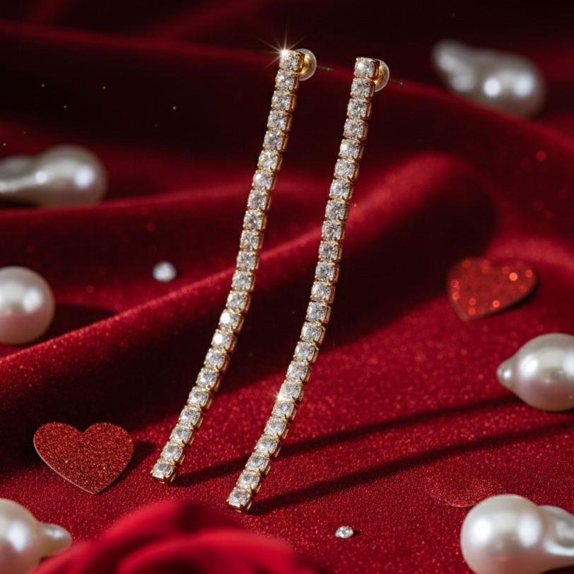 Sparkling Tennis Linear Drop Earrings