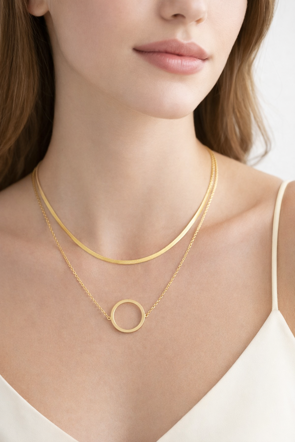 Layered gold necklace set