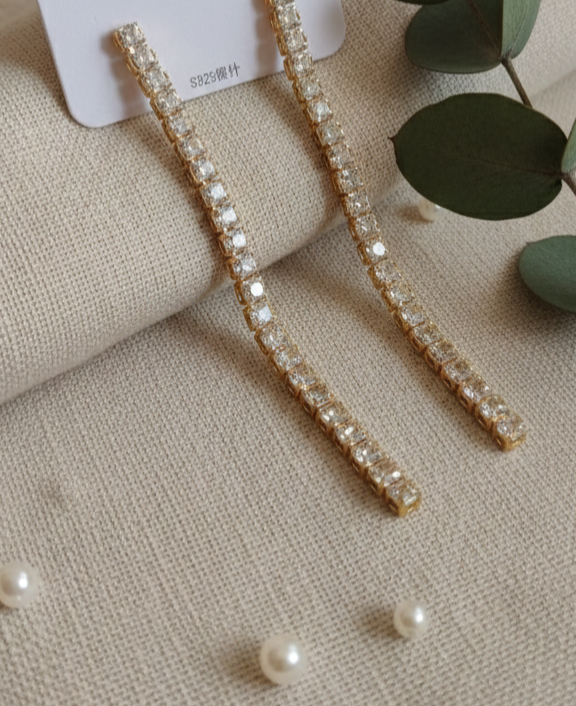 Sparkling Tennis Linear Drop Earrings