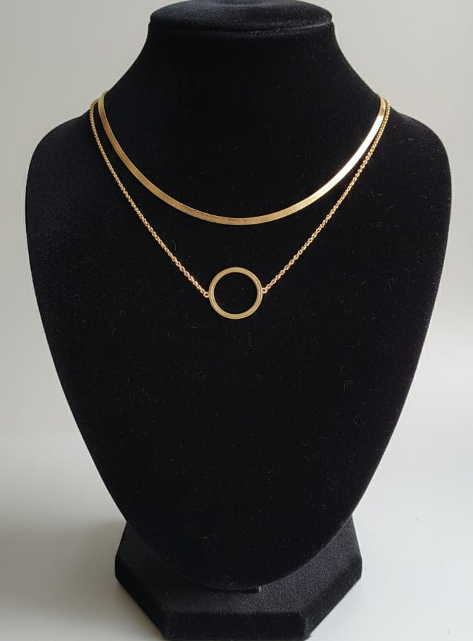 Layered gold necklace set