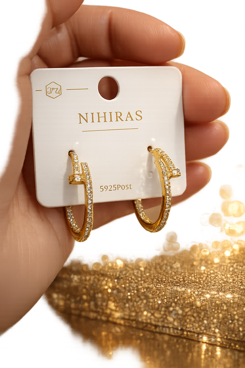 Dimond Nail Hoops Earrings