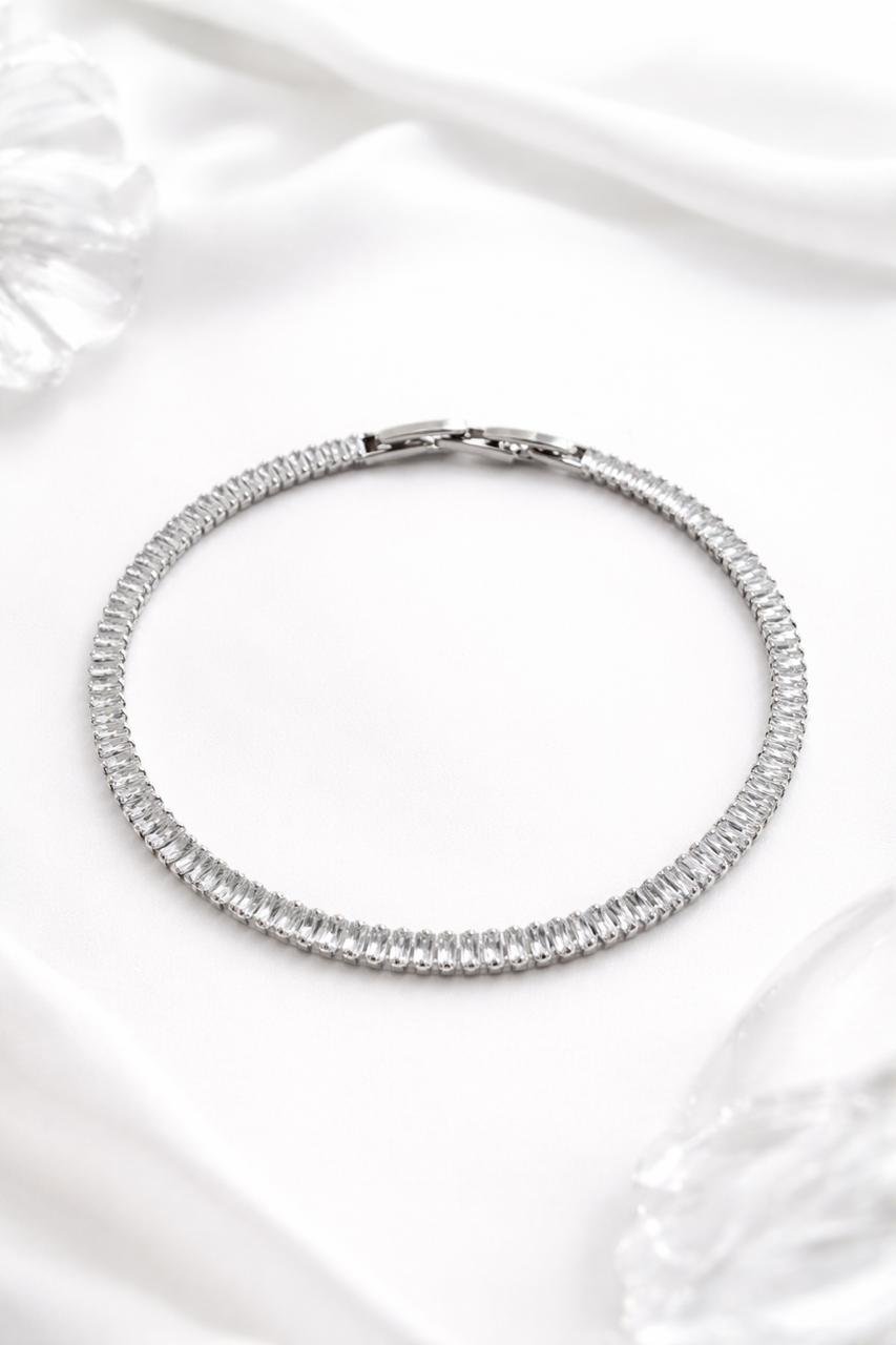 Dimond Glow Tennis Bracelet- silver plated
