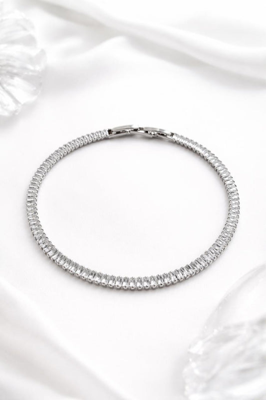 Dimond Glow Tennis Bracelet- silver plated