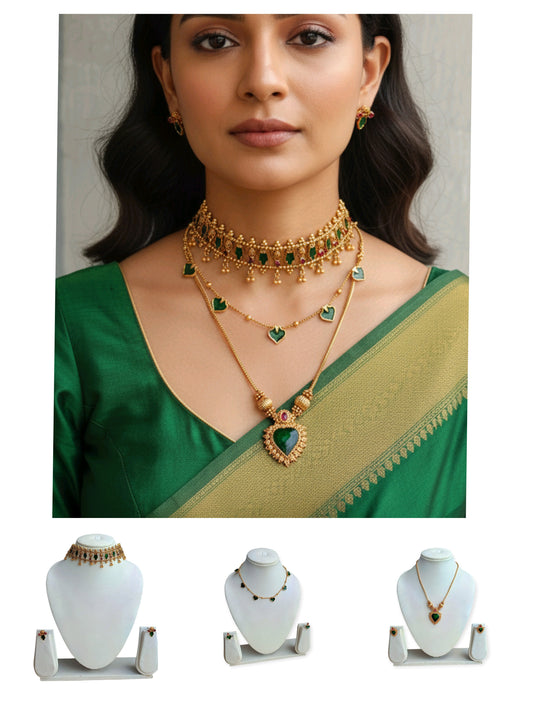 GREEN ANTIQUE JEWELLERY SET