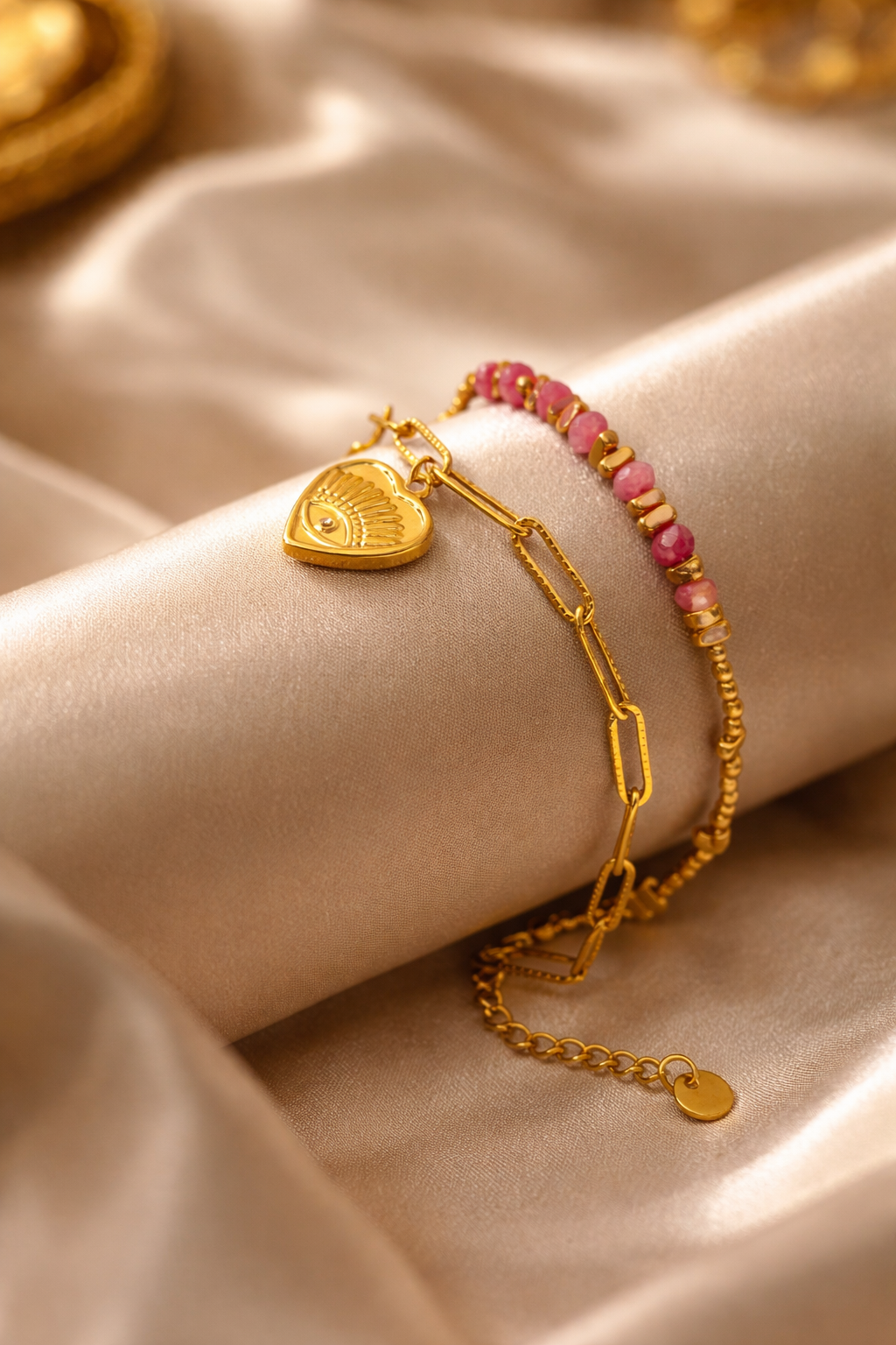 Anti-Tarnish Baby pink Loose Chain Bracelet – 18k Gold PVD Plated