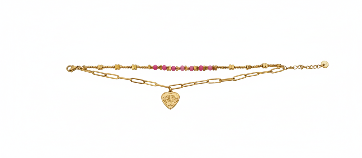 Anti-Tarnish Baby pink Loose Chain Bracelet – 18k Gold PVD Plated