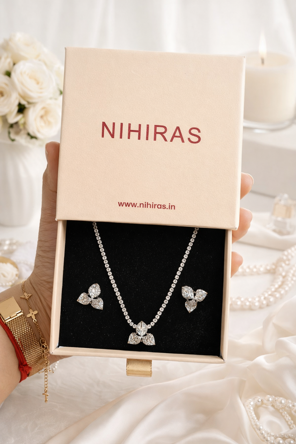 Nihiras Crystal Butterfly Elegance Necklace Set